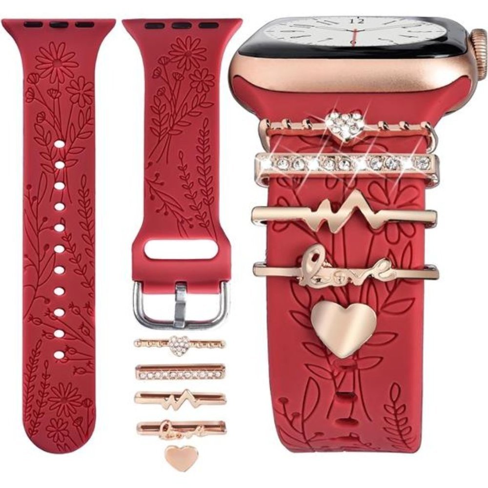 NEW Red Apple Watch Band with Charms